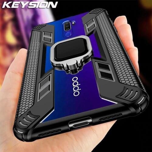 KEYSION Shockproof Armor Case for OPPO A9 2020 A5 2020 Stand Magnetic Holder Ring Back Cover for OPPO F11 Pro Find X2 Neo Lite