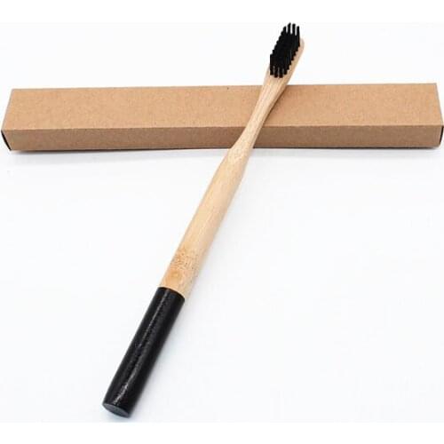Wholesale 10PCS Natural Bamboo Toothbrush Bristle Brush Teeth Cleaning Oral Hygiene Dental Care Black Round Handle Toothbrush