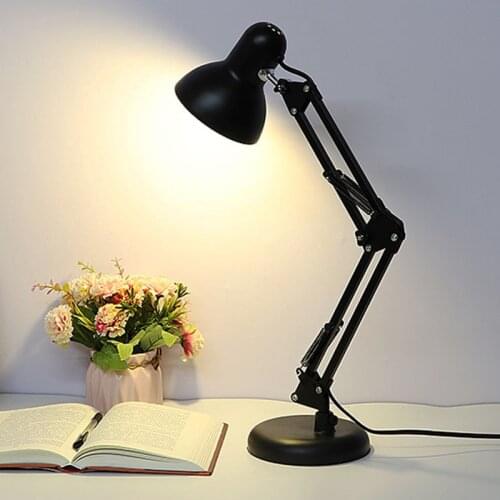 LED Desk Light With LED Bulb Swim Arm Desk Lamp Eye-Care Black Task Lamp Adjustable LED Warm Light for Office Bedroom Reading