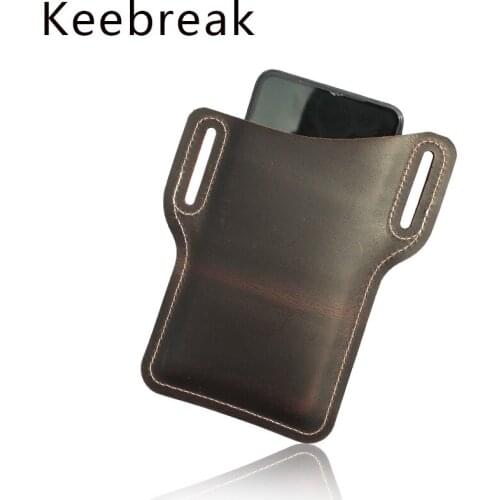 Keebreak Genuine Leather Tactical Belt wallet Men Phone Holder Chest Pack Outdoor Sports Cross Body Casual Travel Male Waist Bag