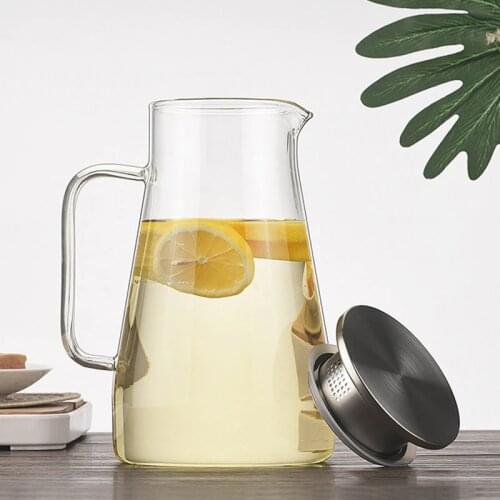 Cold Water Jug Kit High Borosilicate Transparent Glass Kettle Heat-Resistant High Temperature Colorful Handle Water Cup