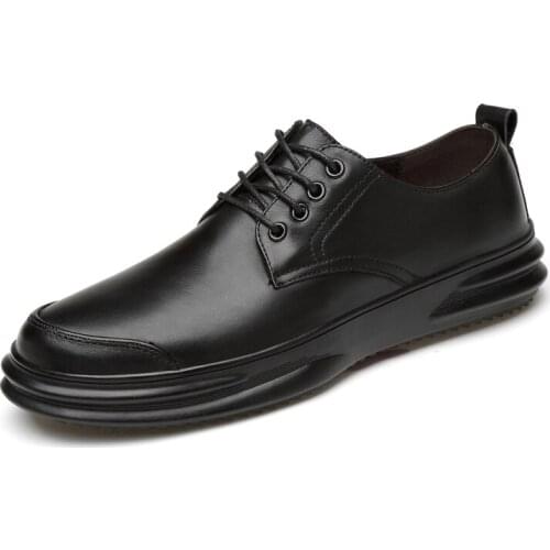 Black Genuine Leather Mens Shoes Lace-up Classic Casual Business Shoes for Men Daily High Quality Fashion Concise Male Footwear