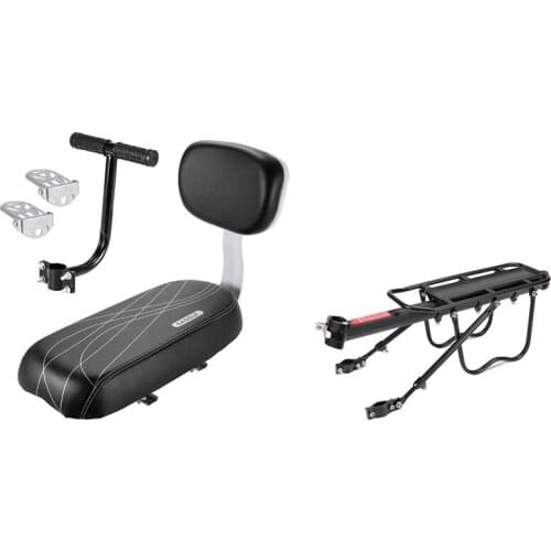 Bike Rack Aluminum Alloy Frame Luggage Rear Carrier Rear Rack Trunk & Bicycle Rear Seat Cushion Armrest Footrest Set