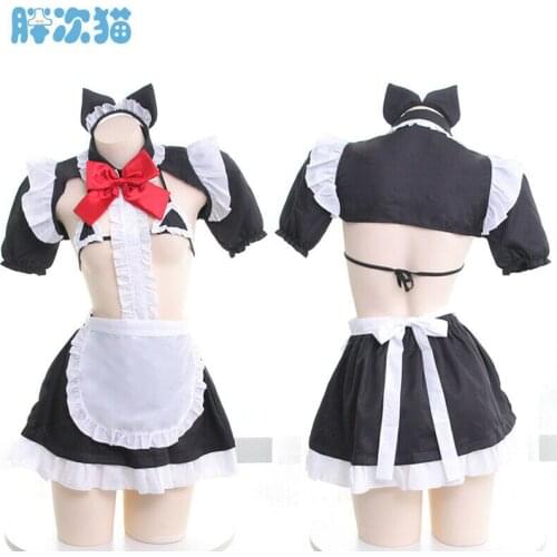 Japanese Sweet Lolita Sexy Cute Bow Maid Sleepwear Kawaii Bikini Sets