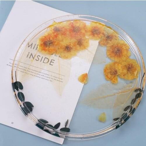 Crystal Epoxy Resin Mold Coaster Round Tray Mirror Plate Casting Silicone Mould DIY Crafts Jewelry Making Tool