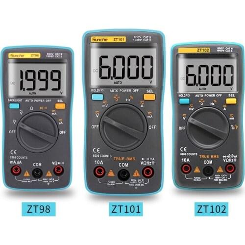 ZT98 100 101 Digital Auto Range Portable Multimeter 6000 counts Backlight Ammeter Voltmeter Ohm