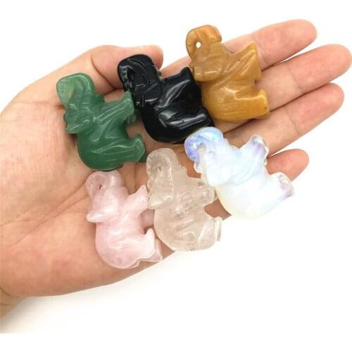Lovely 1PC Natural Crystal Rose Quartz Elephant Amethyst Obsidian Animals Stone Crafts Small Decoration Natural Quartz Crystals