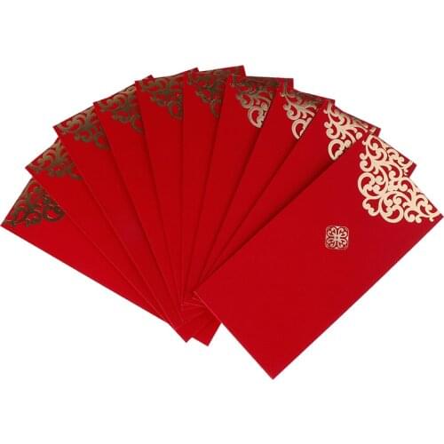 10pcs/set 2019 New Year Wedding Red Envelope Chinese Spring Festival Gold Printing Red Pocket To Fill In Money