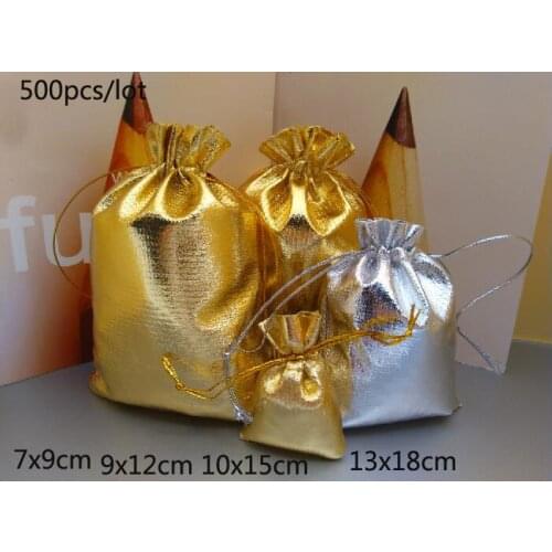 500pcs/lot Gold silver Foil Organza Bag Favor baby Candy Gift Bags Wedding Party Favor Pouch Christmas Decoration Packaging Bags