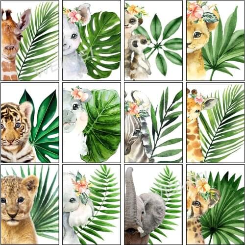 Animal Flower Plant Leaf All Drill 5D Diy Diamond Painting Leopard Bear Monkey Diamond Mosaic Embroidery Cross Stitch Home Decor
