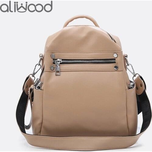 Aliwood 2021 Women Backpack For Adolescent Girls PU Leather Brand Female Small School Backpacks Shoulder Bags Rucksack Daypacks