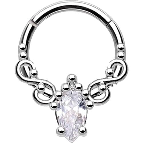Body Punk 16G Daith Princess Filigree Sparkling CZ Segment Septum Ring Helix Earring Hoop Tragus Cartilage Hoop Septum Piercing