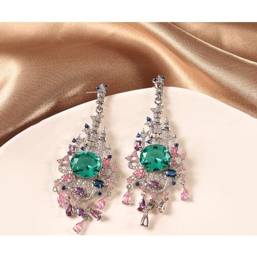 EYER 2021 Fashion Crystal Zirconia CZ Micro Pave Pandent Dandle Earrings Women Wedding Party Banquet Gift Jewelry