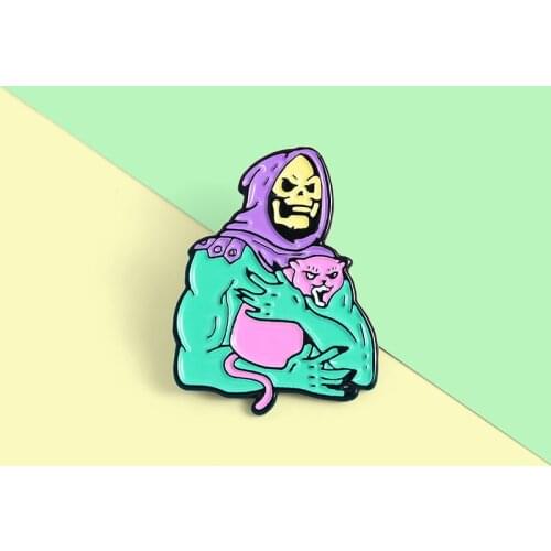 Purple Bandana Skeleton Brooch For Backpacks Shirt Bag Pins Mental Broche for Women Badge Pines Brooches Jewelry Accessories