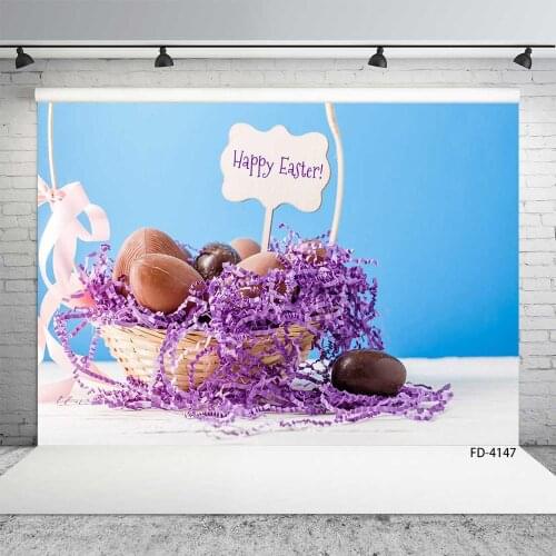 Happy Easter Eggs Basket Flower Newborn Portrait Photography Background Baby Shower Photo Backdrops Studio Props Photocall Decor