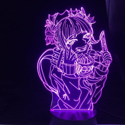 Himiko Toga knife Anime Lamp My Hero Academia Anime Lamp Decor Night 3D Nightlights 16 Colors Changing For Bedroom Decor