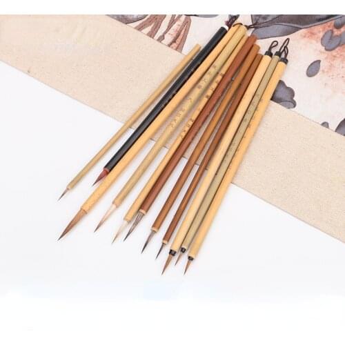 Chinese Painting Brush Bamboo Pole Wolf Woolen Multiple Hair Calligraphy Writing Brush Pen Art Painting Fine Line Tinta China