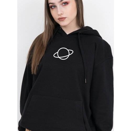 Cosmic Planet Graphic Print Future Sense Oversized Hoodie Warm Kawaii Sweatshirt Harajuku Korean Style Women Streetwear Punk