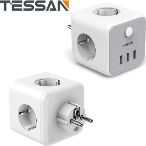 TESSAN Mini Socket Power Adapter with Switch 3 Outlets 3 USB Charge Ports 5V 2.4A Multi Outlets Power Strip Overload Protection
