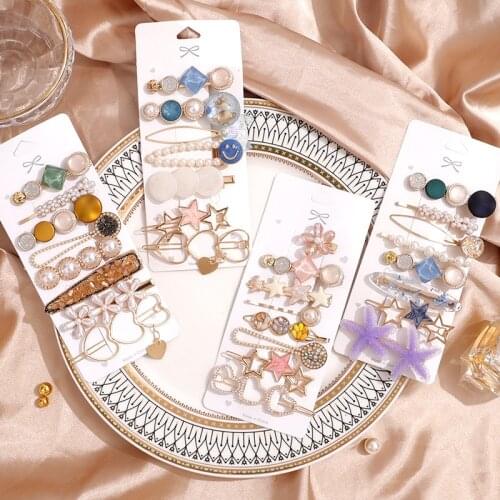 Fashion Acrylic Pearl Hair Clips Set Sweet Headwear Hair Ornament Hairpins Barrettes Hairgrip Hair Accessories for Women Girls