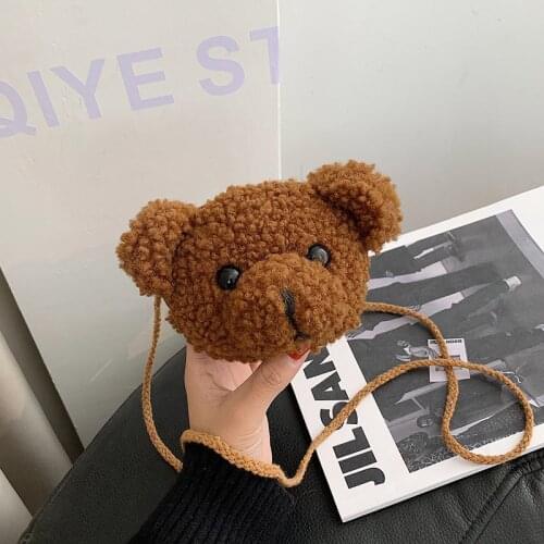 Cartoon new creative childrens bear Bag Plush Animal childrens messenger bag cute plush bag girls birthday gift