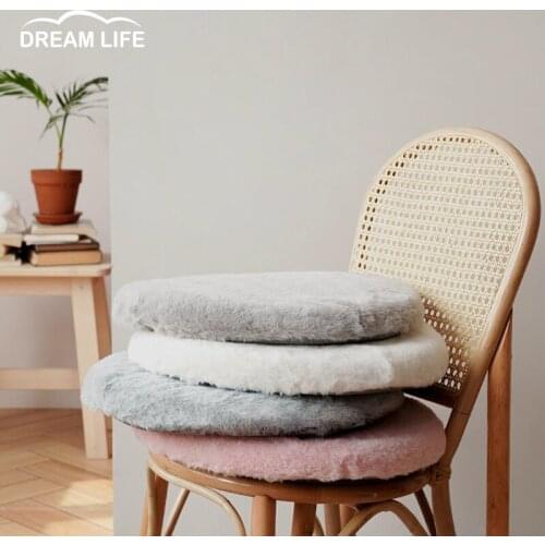 Soft Faux Fur Round Cushion Thickened Removable Washable Chair Seat Cushion Tatami Mat Household Plush Round Floor Cushion