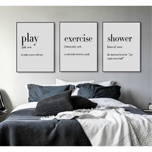 Funny Explaining PLAY EXERCISE SHOWER Meanings Nordic Simple Bedroom Decorational Picture Wall Pictures for Living Room