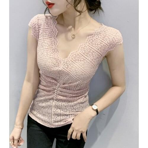 New Arrivals Women Vest Fashion Casual Sleeveless V-Neck Lace Tops Elegant Slim Hollow Out Womens T-shirt Blusas