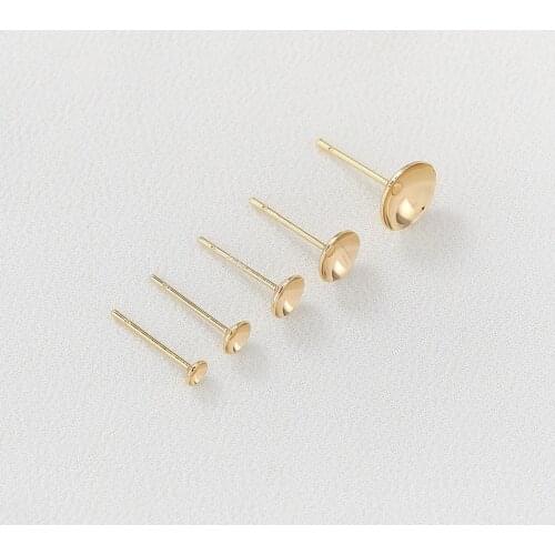 925 Silver Needle 14K Gold 3/4/5/6/8mm Stud Earrings Needles 10pcs For DIY Jewelry Making Accessories Findings Wholesale