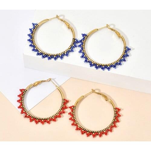 Boho Earrings Miyuki Beads Earring Bohemian Jewelry Handcrafted Gifts For Women Stainless Steel Women Earrings Round Ear Drop