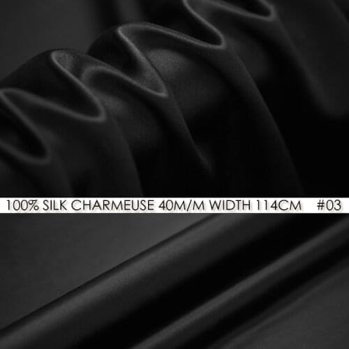 SILK CHARMEUSE SATIN 114cm width 40momme/100% Natural Silk Fabric Meter Heavy Silk 172g/m2 Special For Black Wedding Suit NO 03