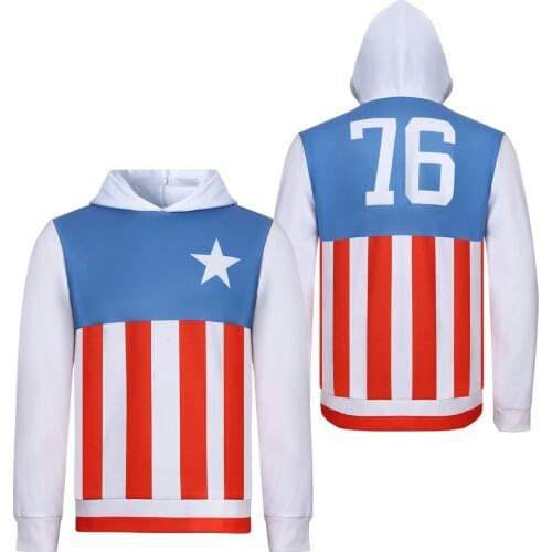 The Movie American Flag NO.76 Printed Hoodie George Washington Long-sleeved T-shirts US Stripes Star Flag Shirt Cosplay Outfits