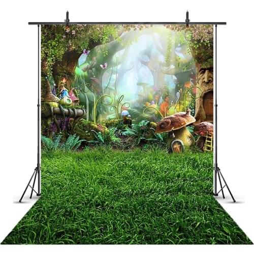 Spring wonderland background for photography green grass photo background Fairy Tale Backdrops for photo studio children party