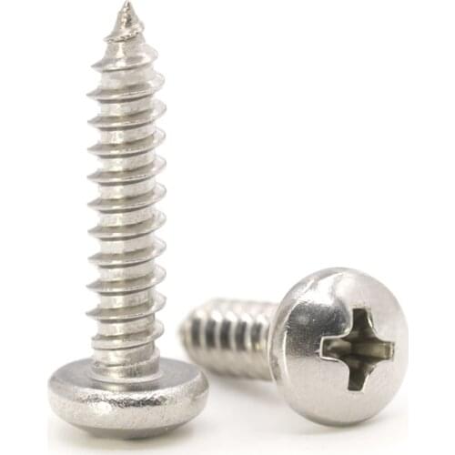 Pan Head Screw Phillips Round Head Cross Metric Self-Tapping Bolt 304 Stainless Steel M1 M1.2 M1.4 M1.7 M2 M2.3 M2.6
