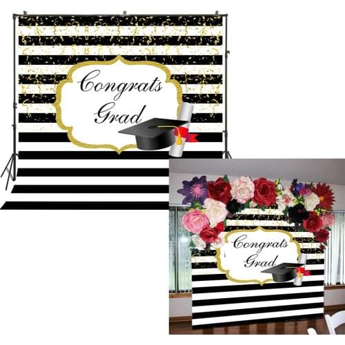 Graduation Backdrops 2021 Congrats Grad Back Drops Gold And Black Striped Background Gold Confetti Decors Splendid Backgrounds
