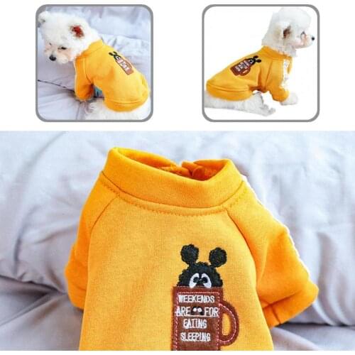 Bright Color Stylish Warm Dogs Short Sleeve Tops Clothing Skin-friendly Pet Sweatshirt Button Closure for Autumn