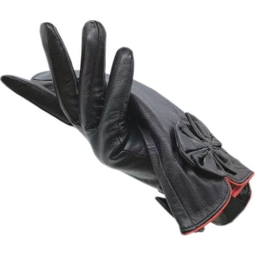 Leather gloves 2020 new ladies sheepskin black gloves leather fashion winter warmth beautiful free shipping genuine leather driv