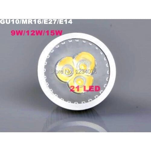 10pcs CREE LED Lamp E14/GU10/E27/MR16 AC85-265V3*3W 9W LED Bulb Light Spotlight LED Downlight replace 65W Hight Quality