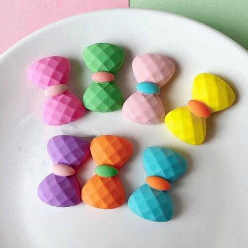 19*30mm 8PCS Candy Color Faceted Bow Tie Resin Jewelry Accessories Patch Diy Mobile Phone Case Material