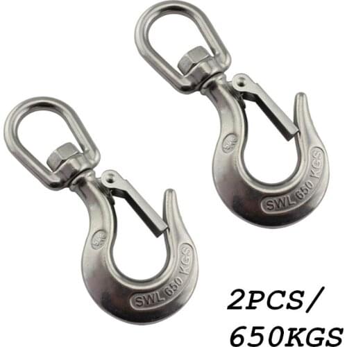 5/16 " Swivel-Eye Lifting Hook American Type Marine Heavy Duty Snap Hook 304 Stainless Steel 650kg Load Limit 2Pcs