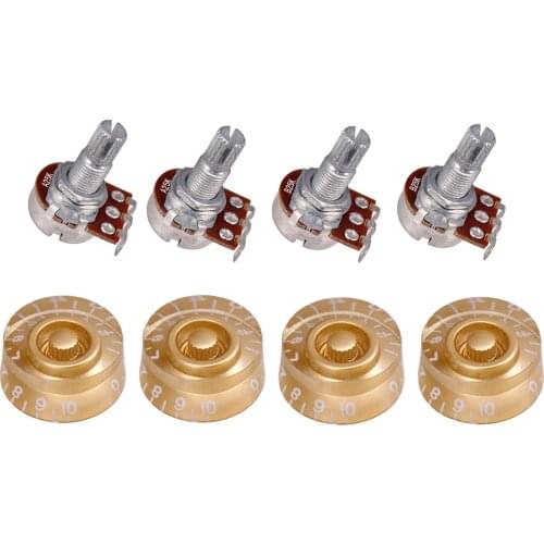 4 Pcs Guitar Potentiometer Audio Pots A25K B25K 18mm Replacement & 4 Pcs Guitar Volume Tone Control Knobs