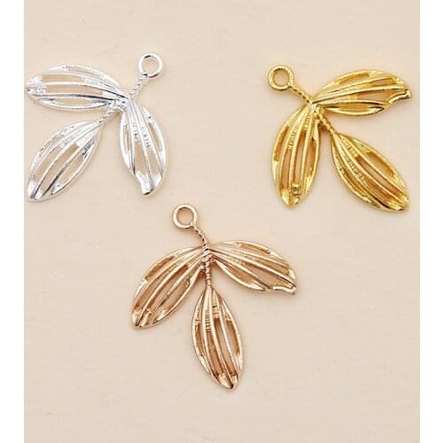 50pcs 24*27.5mm Metal Alloy Leaves Pendant Charms DIY Findings For Jewelry Making