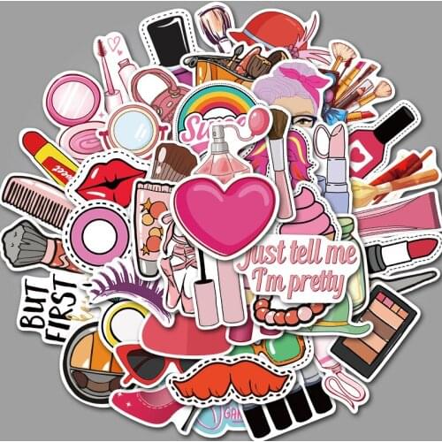 50 Pcs Girls Cosmetic Cute Anime Graffiti Stickers Laptop Luggage Guitar Fang Shui Tie Paper Sticker Kpop Stickers