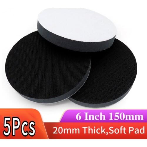 6 Inch 150MM Sponge Soft Cushion Buffer Interface Pad Sander Buffering Pad Hook and Loop Protection Power Tool Parts (Pack of 5)