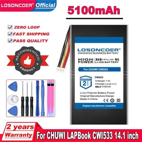 LOSONCOER Top Brand 100% New 5100mAh CWI533 Laptop Battery For CHUWI LapBook CWI533 14.1 inch Windows 10 Notebook Batteries