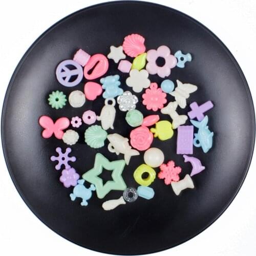 50Pcs Colorful Random Mixed Color Shape Acrylic Beads Flower Loose Beads for Jewelry Making Diy Handmade Bracelets Accessories