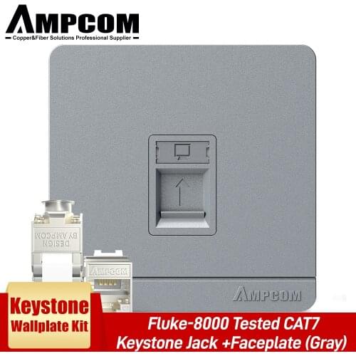 AMPCOM (UL Listed) Wall Faceplate with CAT7 10Gbps STP Keystone Jack, RJ45 Self-Locking Zinc Alloy Module With 86mm Wall Plate