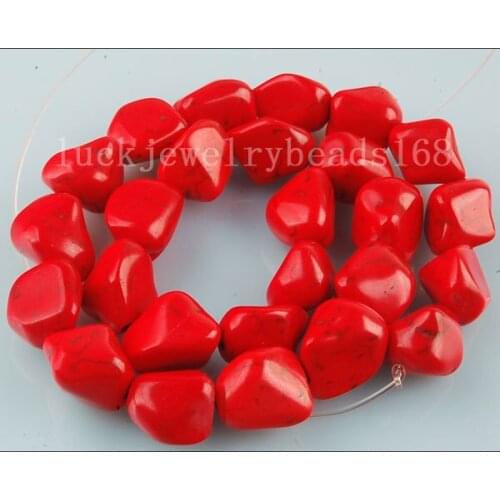 Free Shipping Fashion Jewelry Red Howlite Nugget Loose Beads 15.5" FG5847