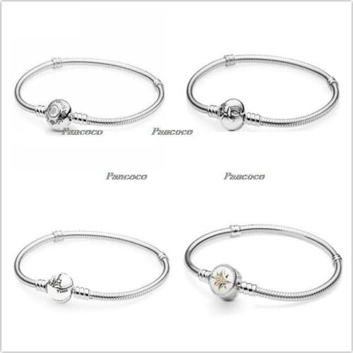 925 Sterling Silver Bracelet Princess Jasmine & Aladdin With Star Clasp Snake Bangle Fit Bead Charm Pandora Jewelry