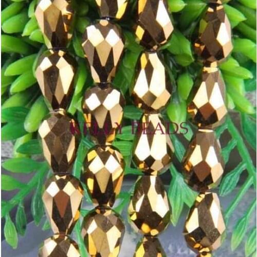 600pcs/lot 8x11mm Gold Color Crystal Teardrop Beads Faceted Loose Charm Glass Beads For Jewelry Making Bracelet DIY Beads